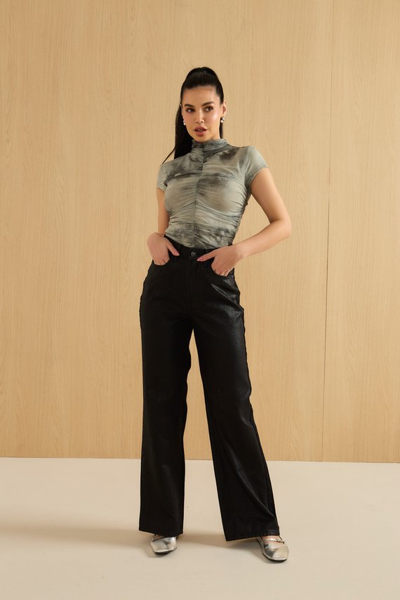 Calça Jeans Feminina Wide Leg Alongada Cintura Alta - DZ20921