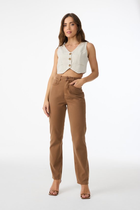 Calça Jeans Feminina Reta Marrom - DZ20885.M