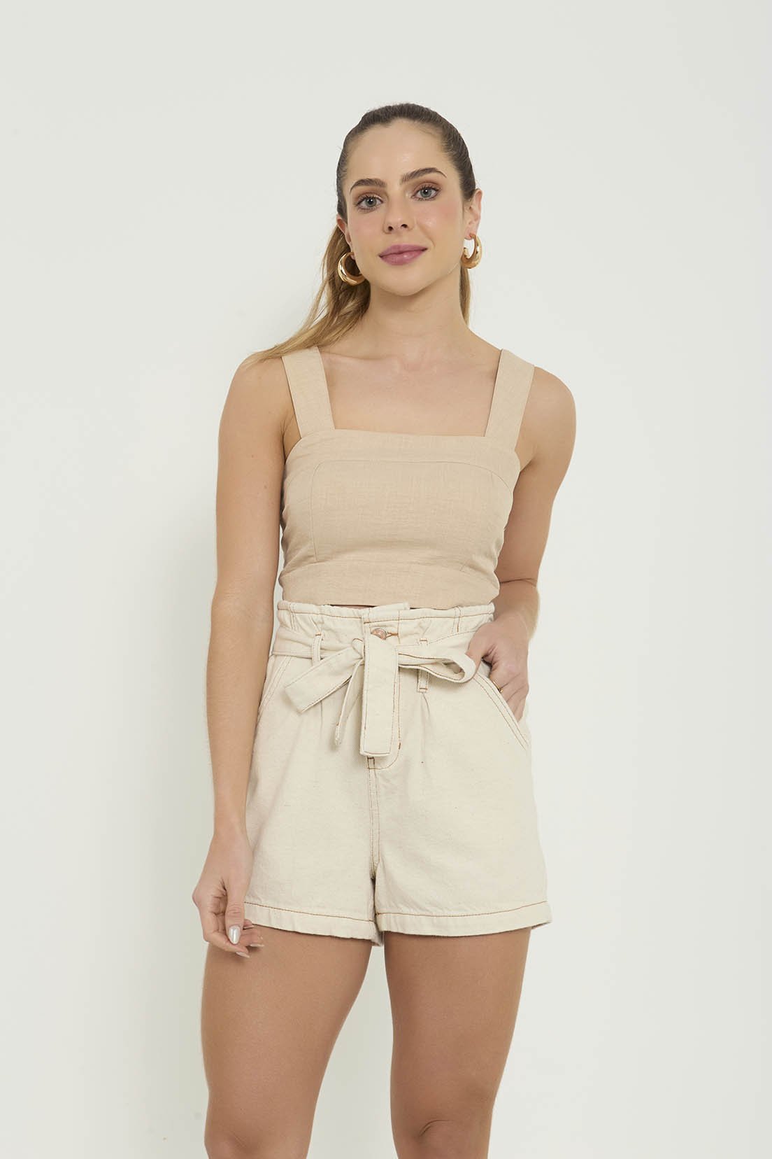 dz6774 com shorts jeans feminino mom com cinto denim zero frente 1