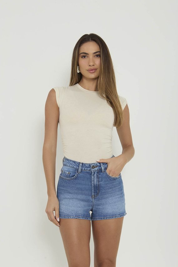 Shorts Jeans Feminino Setentinha Fit Mini Cintura Alta - DZ6777