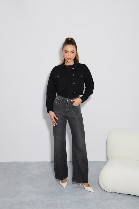 Calça Jeans Feminina Wide Leg Alongada Cintura Alta - DZ20918