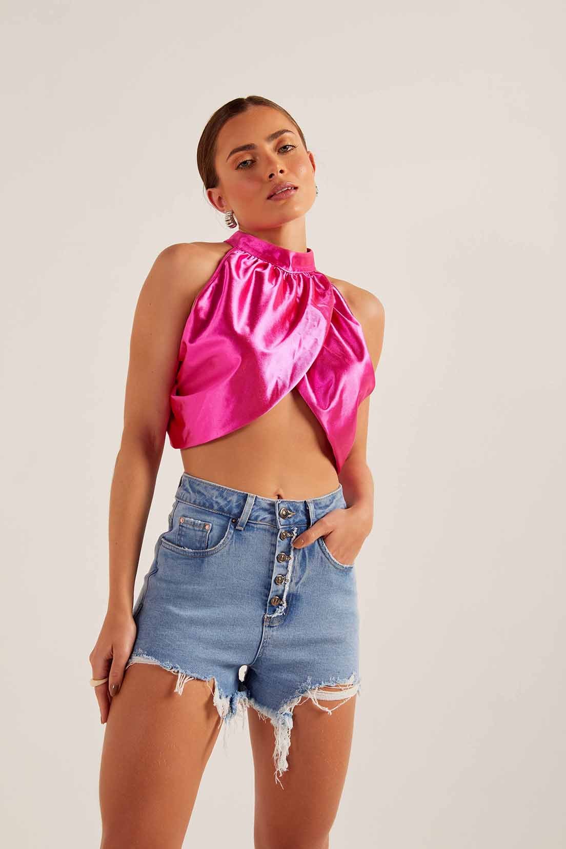 dz6616 1 com shorts jeans feminino setentinha fit fechamento por botoes denim zero frente 1