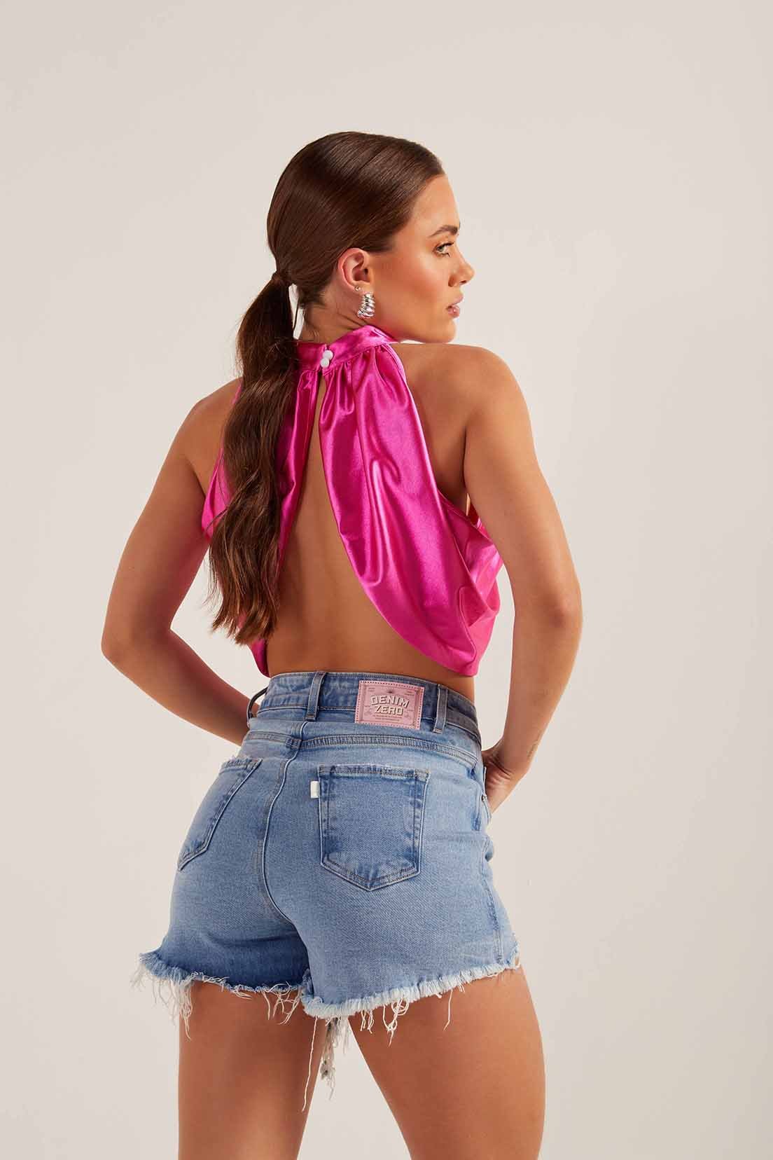 dz6616 3 com shorts jeans feminino setentinha fit fechamento por botoes denim zero costas