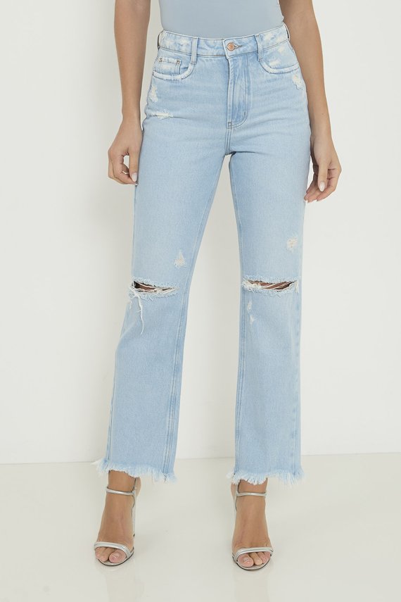 Calça Jeans Feminina Reta Tradicional Cintura Alta - DZ20872