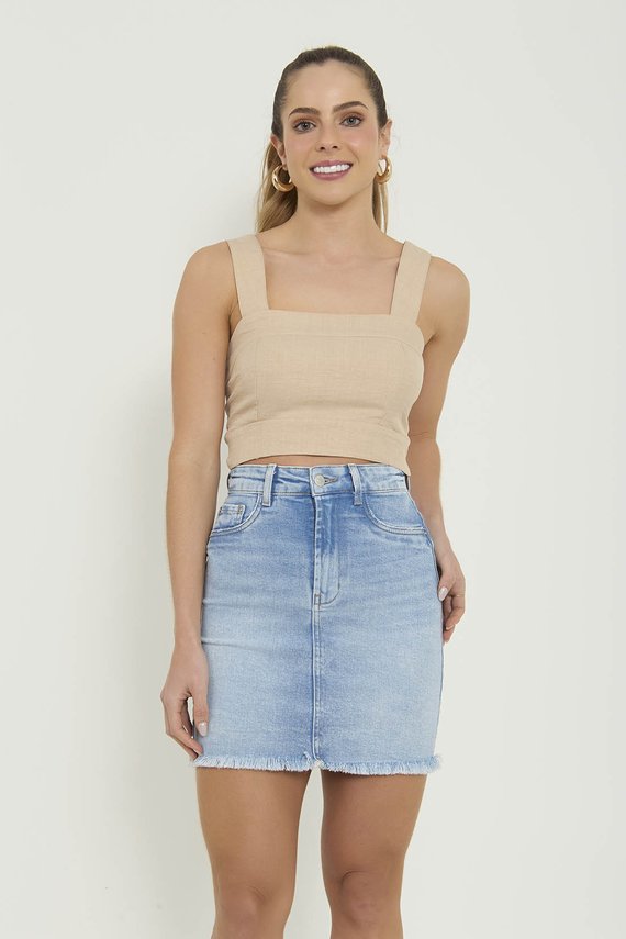 Saia Jeans Feminina Tubinho Curta Hot Pants - DZ7303