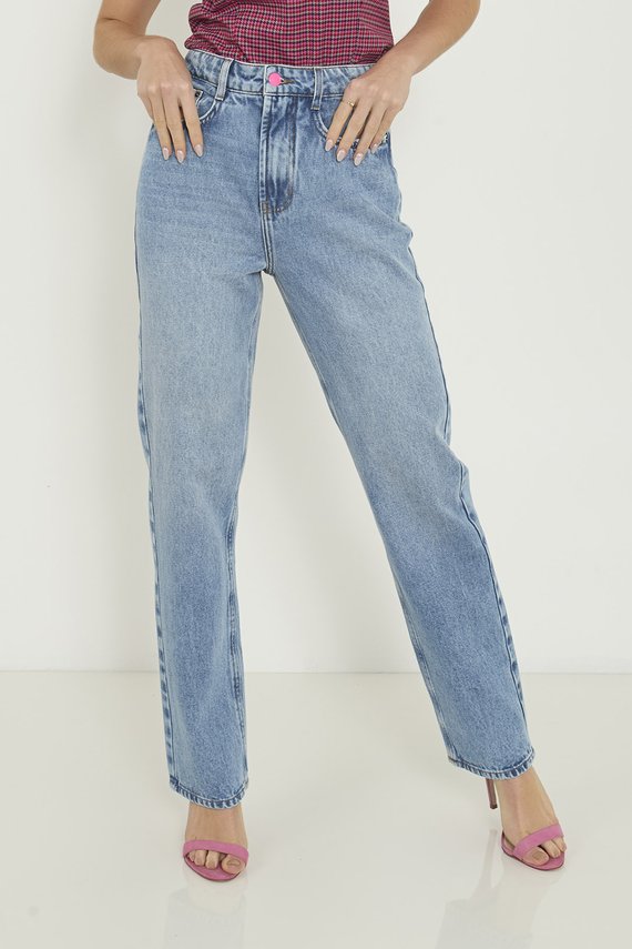 Calça Jeans Feminina Reta Tradicional Cintura Alta - DZ20871