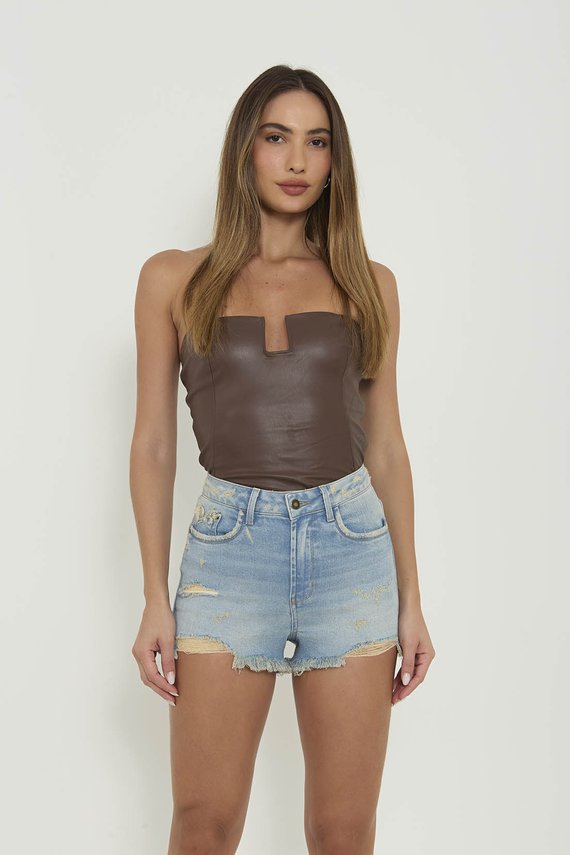 Shorts Jeans Feminino Setentinha Fit Mini Cintura Alta - DZ6781