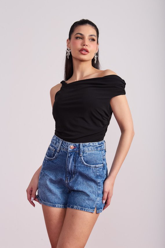 Shorts Jeans Feminino Mom Tradicional - DZ6786