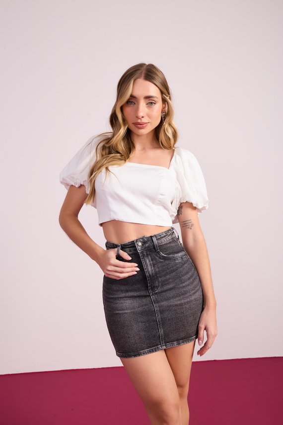 Saia Jeans Feminina Tubinho Hot Pants Estonada - DZ7313