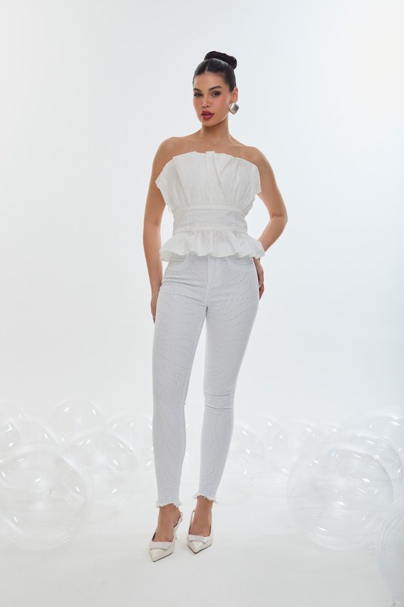 Calça Jeans Feminina Skinny Cigarrete com Aplicação de Termocolante - DZ20900