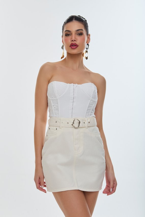 Saia Jeans Feminina Regular com Cinto - DZ7310