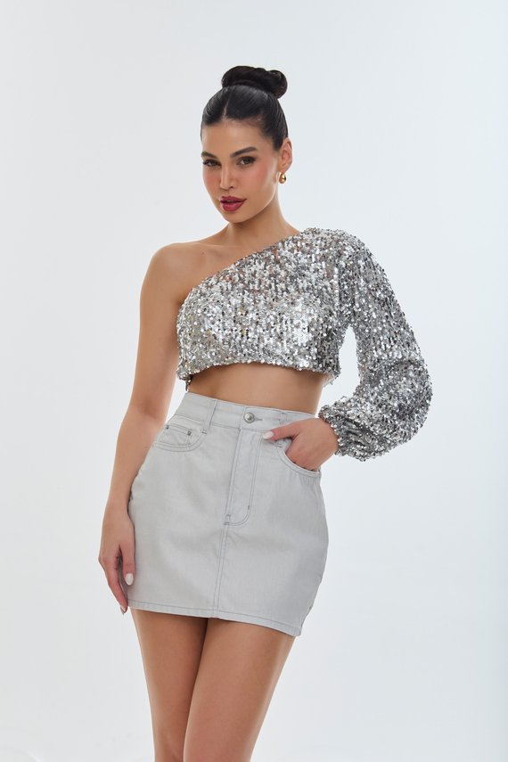 Shorts Saia Jeans Feminino Mini Cintura Alta - DZ6796