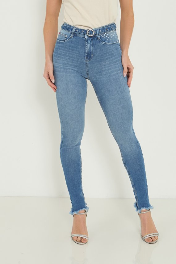 Calça Jean Feminina Skinny Cigarrete Cintura Média - DZ20874