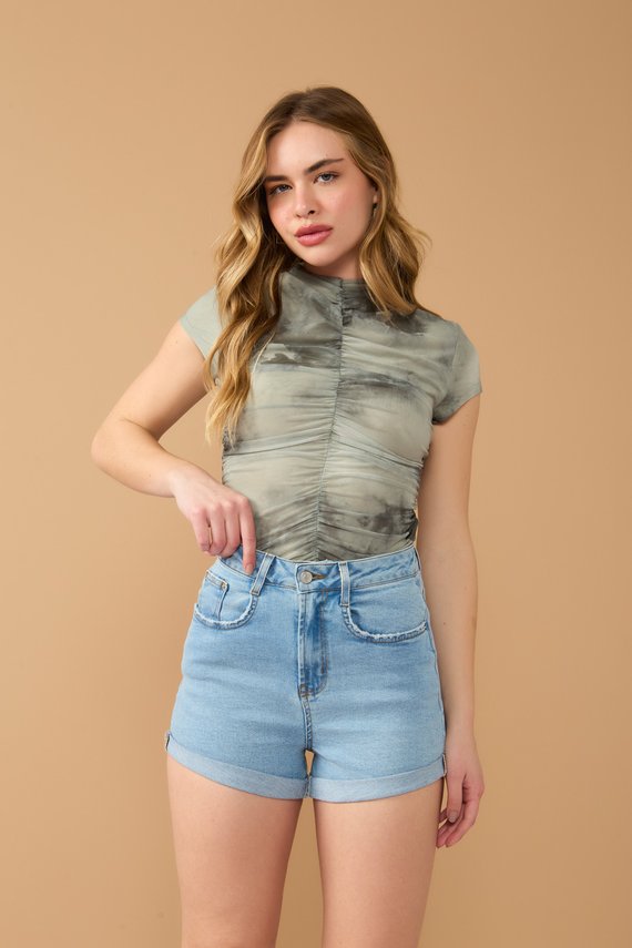 Shorts Jeans Feminino Setentinha Fit com Barra Dobrada - DZ6801