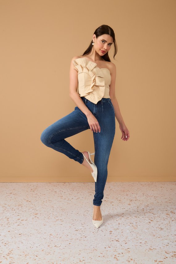 Calça Jeans Feminina Skinny Cigarrete com Cintura Média - DZ20934