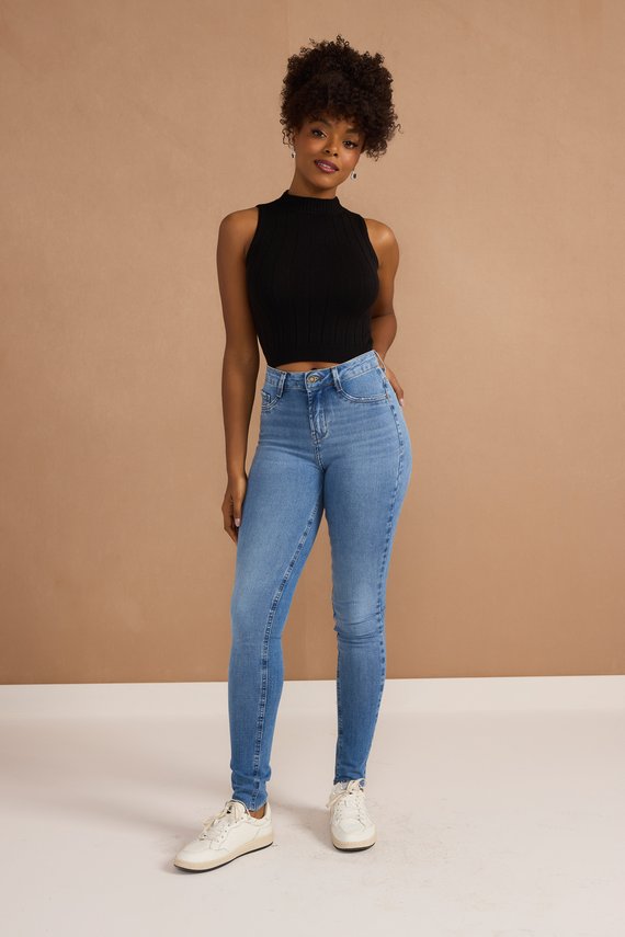 Calça Jeans Feminina Skinny Tradicional com Cintura Média - DZ20942