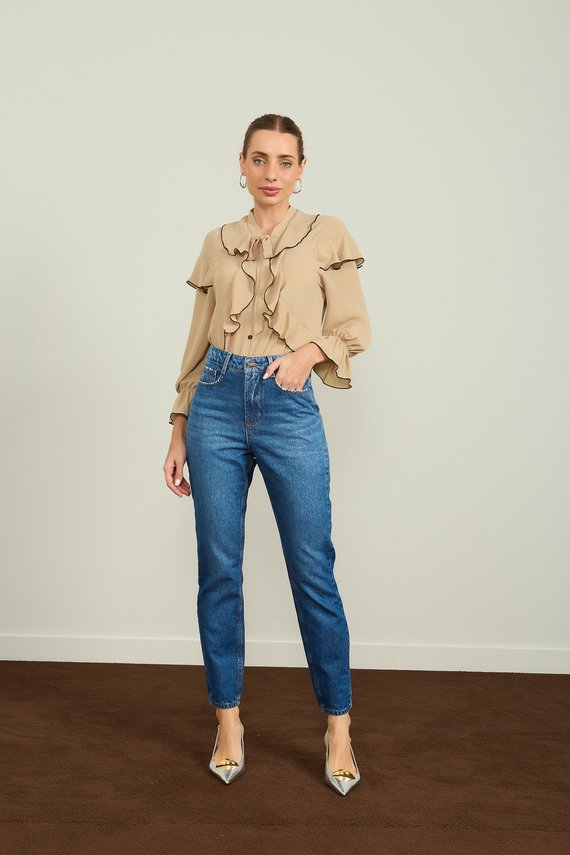 Calça Jeans Feminina Mom Cigarrete com Cintura Alta - DZ20984