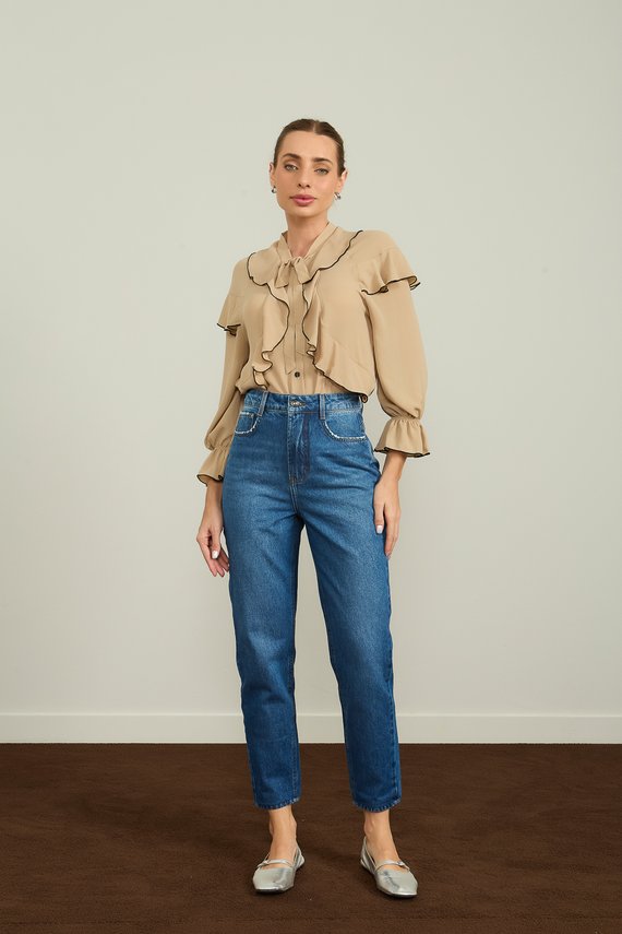 Calça Jeans Feminina Slouchy Cigarrete com Cintura Alta - DZ20993