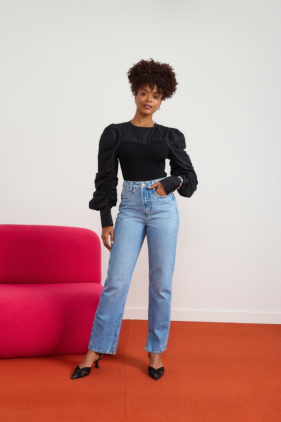 Calça Jeans Feminina Reta Tradicional com Cintura Alta - DZ21041