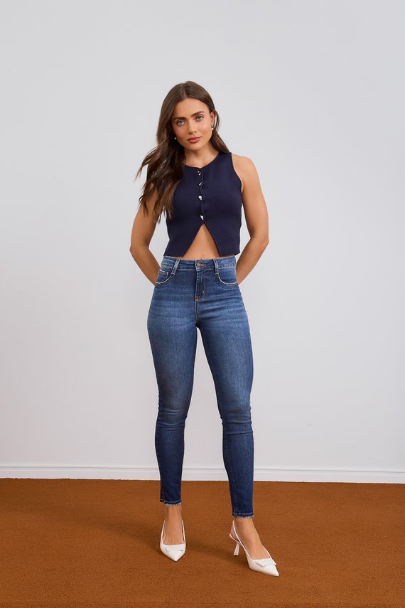 Calça Jeans Feminina Skinny Cigarrete com Cintura Media - DZ21056