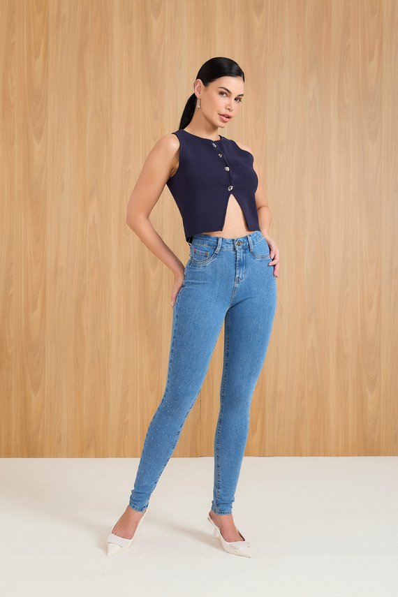 Calça Jeans Feminina Skinny Cigarrete com Cintura Média - DZ21058