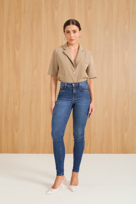 Calça Jeans Feminina Skinny Tradicional com Cintura Média - DZ21059