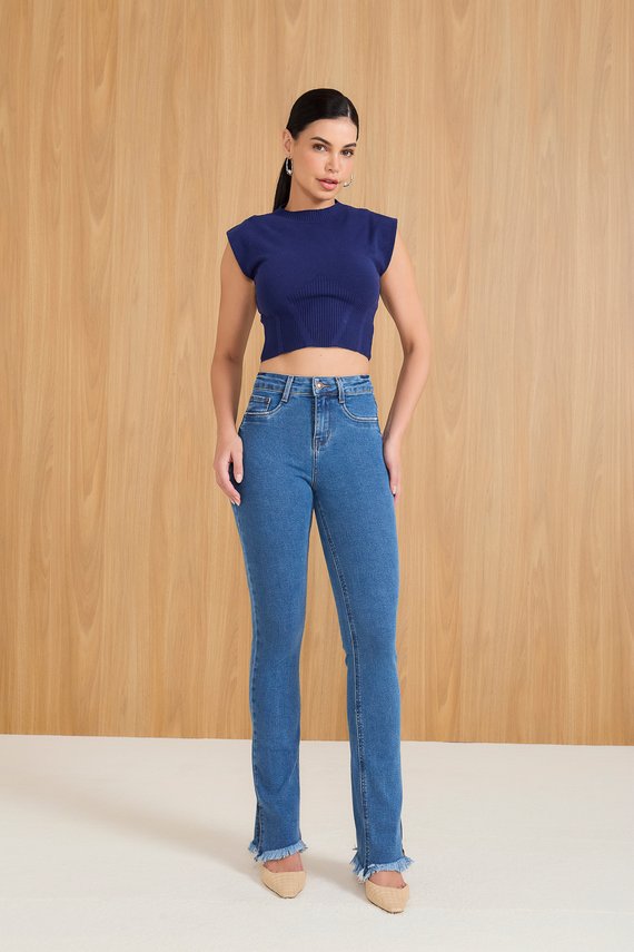 Calça Jeans Feminina New-Boot-Cut Tradicional com Cintura Media - DZ21072