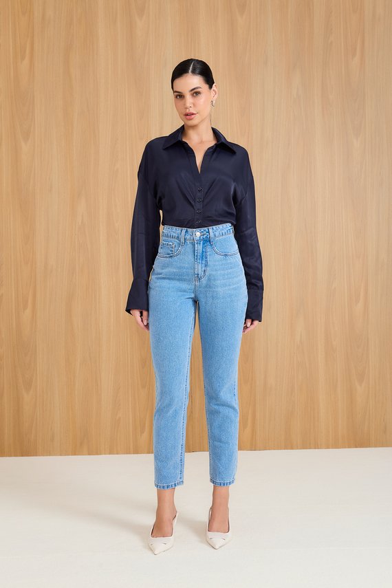 Calça Jeans Feminina Mom Cigarrete com Cintura Alta - DZ21166