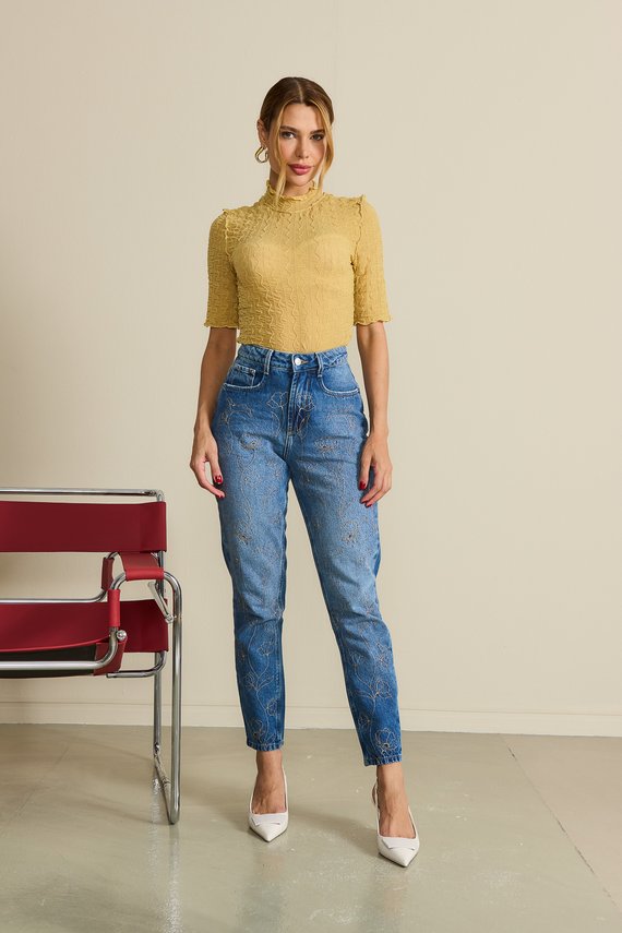 Calça Jeans Feminina Mom Cigarrete com Cintura Alta - DZ21123