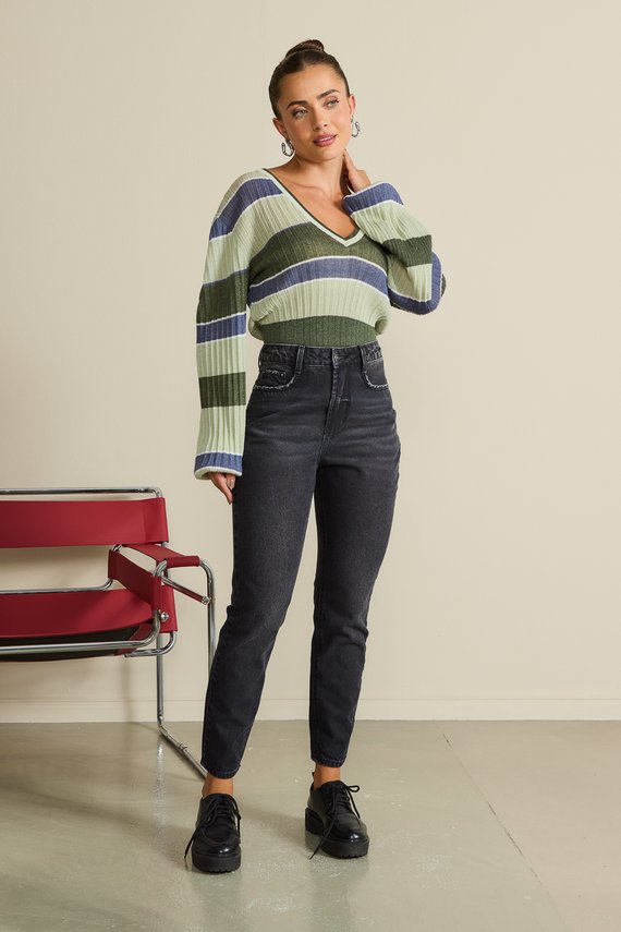 Calça Jeans Feminina Mom Cigarrete com Cintura Alta - DZ21122