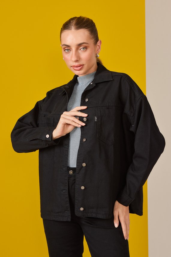 Jaqueta Jeans Feminina Shacket Alongada com Manga Longa - DZ9241