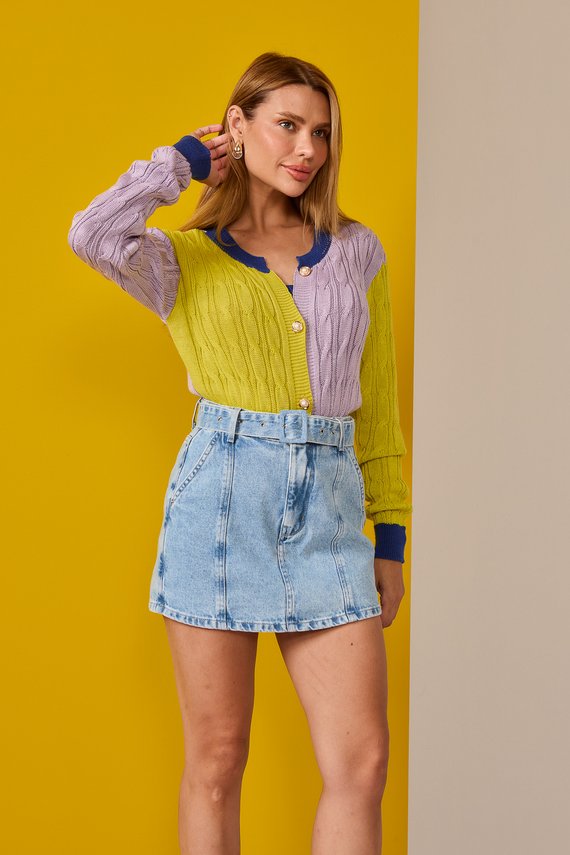 Shorts Saia Jeans Feminino Mini com Cintura Alta - DZ6831