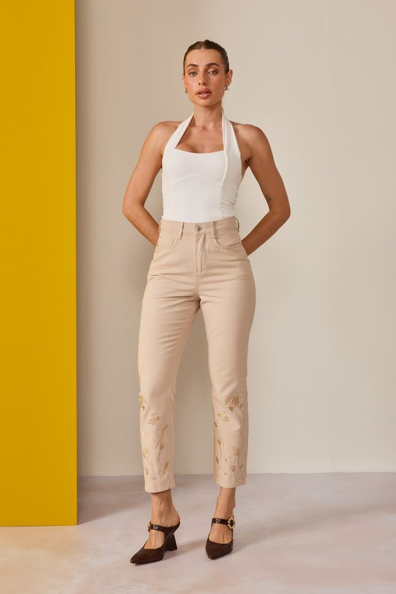 Calça Jeans Feminina Mom Cigarrete com Cintura Alta - DZ21183