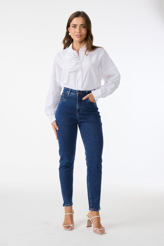 Calça Jeans Feminina Mom Fit Cigarrete com Cintura Alta - DZ21289