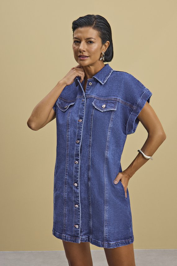 Vestido Feminino Amplo com Manga Curta Curto - IDX12010