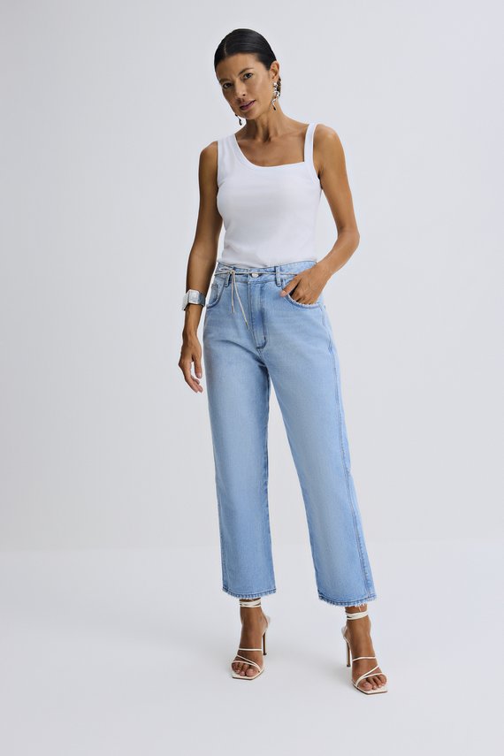 Calça Feminina Dallas Mom com Cintura Alta Cigarrete com Cinto  - IDX20111