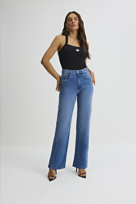 Calça Feminina Munique Wide Leg com Cintura Alta Tradicional - IDX20128