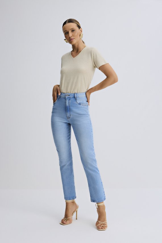 Calça Feminina Miami Reta com Cintura Alta Cigarrete - IDX20136