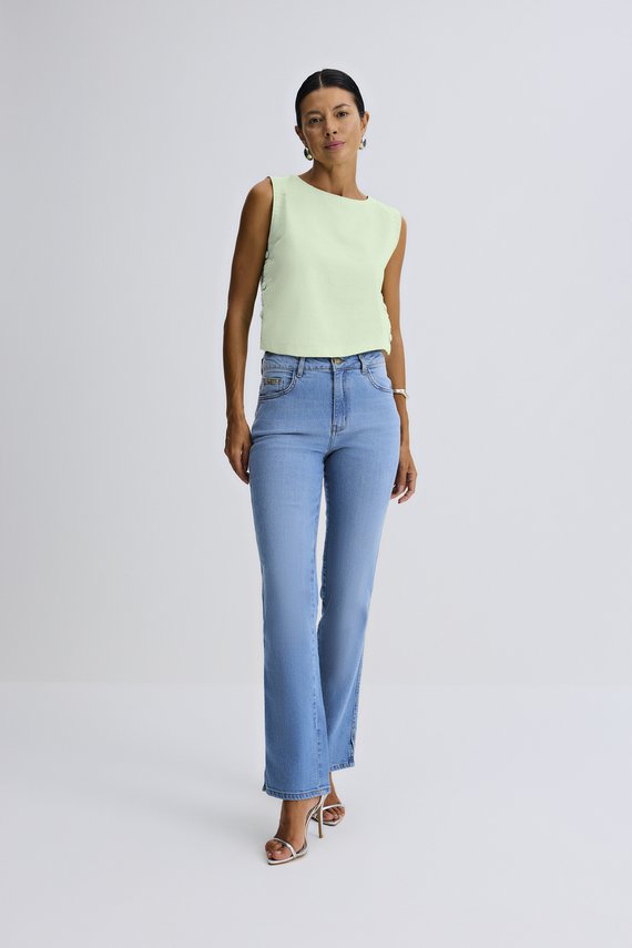 Calça Feminina Amsterdam Reta com Cintura Alta Tradicional - IDX20142