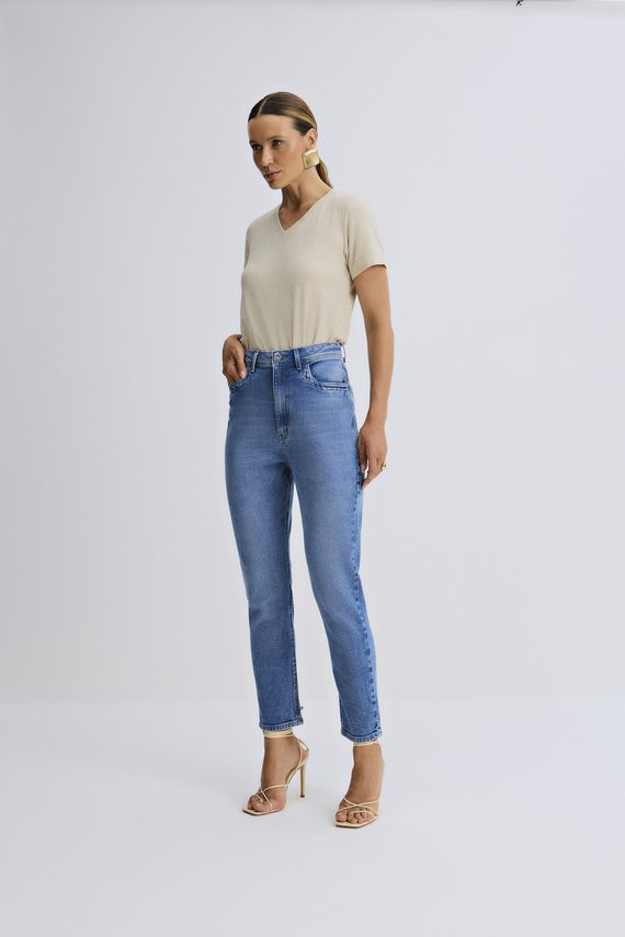 Calça Feminina Dallas Mom com Cintura Alta Cigarrete - IDX20145