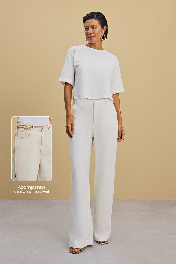 Calça Feminina Munique Wide Leg Cintura Alta com Cinto - IDX20148.OFF