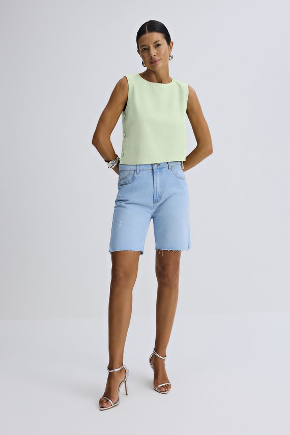 Bermuda Feminina Relax Reta com Cintura Média Média - IDX4021