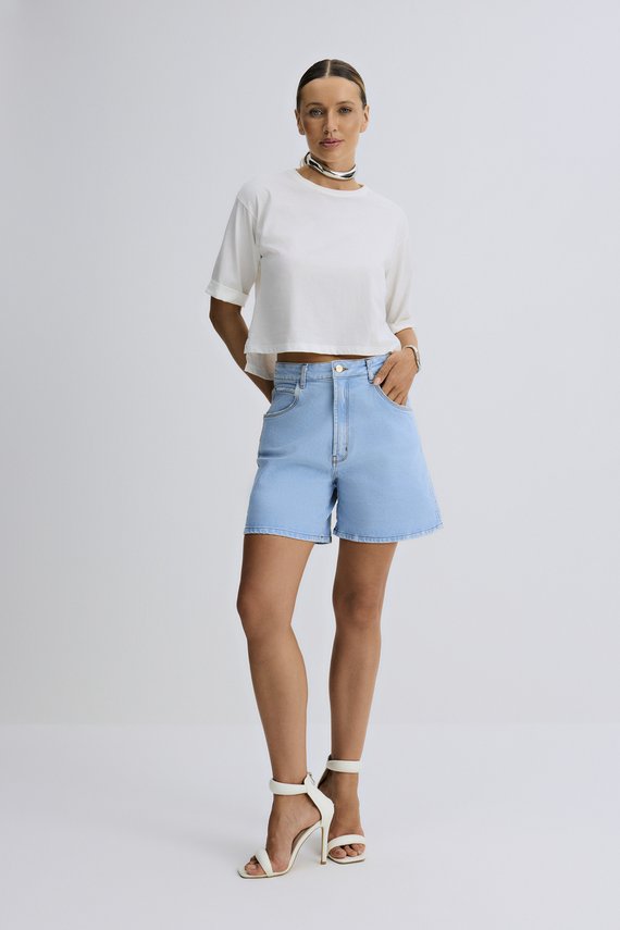 Shorts Feminino Mom Soltinho com Cintura Alta Médio - IDX4024