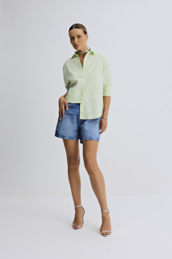 Shorts Feminino Mom Soltinho com Cintura Alta Curto - IDX4031