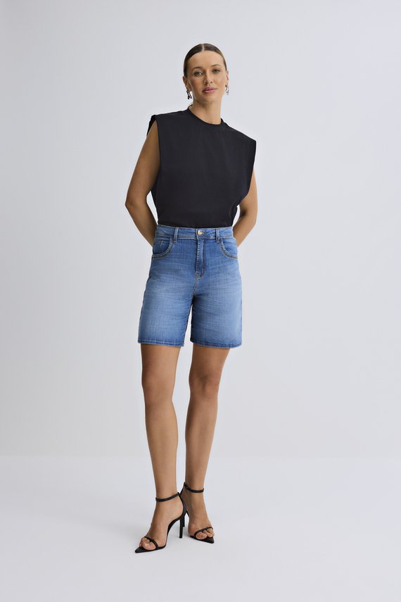 Bermuda Feminina Nina Soltinha com Cintura Média Média - IDX4035