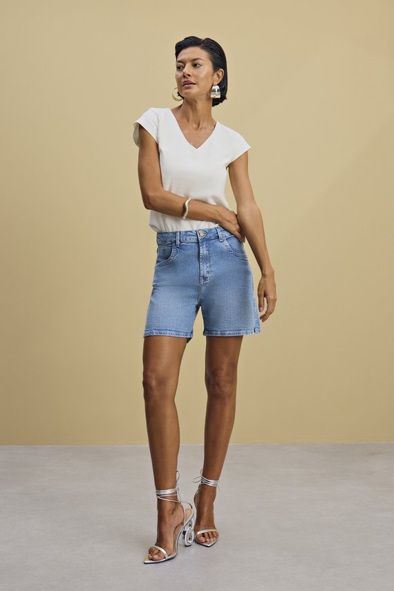 Bermuda Feminina Nina Soltinha com Cintura Média Média- IDX4036