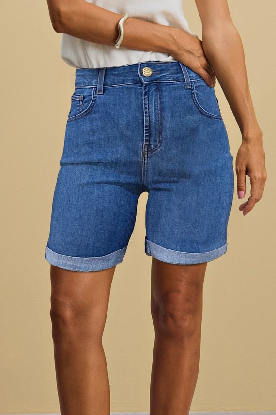 Bermuda Feminina Nina Soltinha com Cintura Media Médio - IDX4048