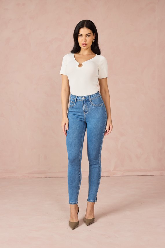Calça Jeans Feminina Skinny Cigarrete com Cintura Média - DZ21168
