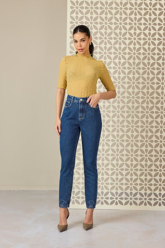 Calça Jeans Feminina Mom Cigarrete com Cintura Alta - DZ21182