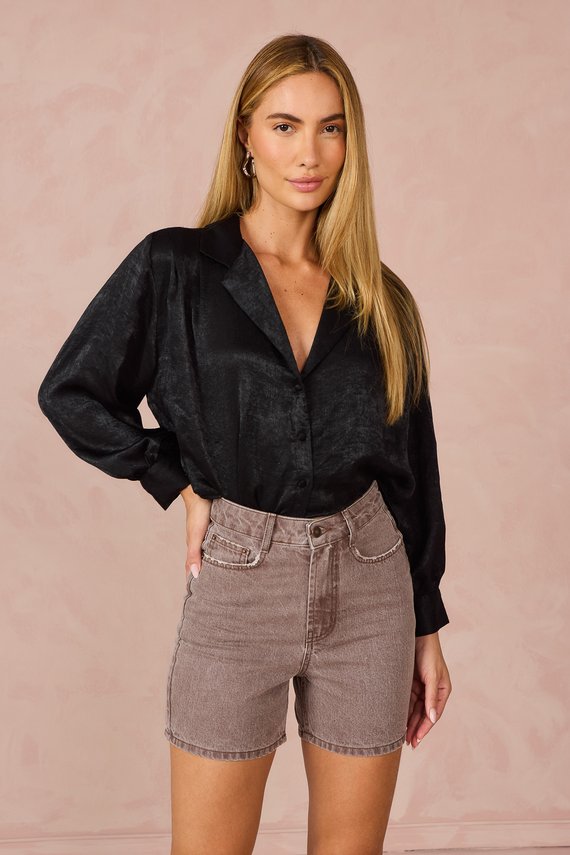 Bermuda Jeans Feminina Retrô Meia Coxa com Cintura Alta - DZ4115